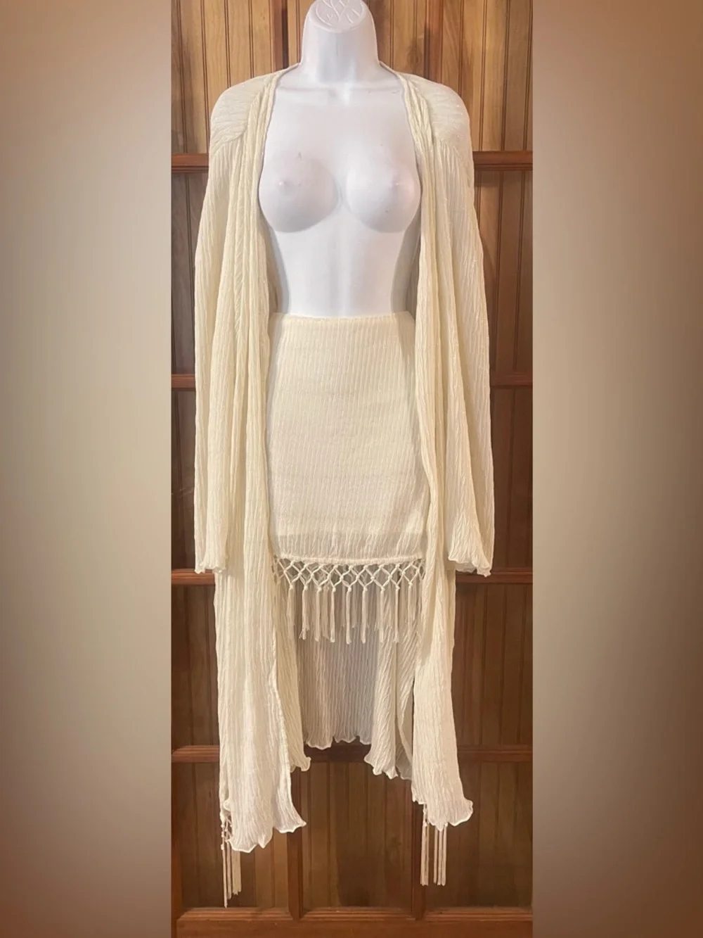 Vici Cream Two-Piece Skirt Set with Fringe - Picture 9 of 9